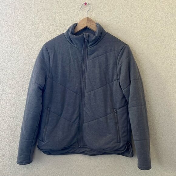 THREE DOTS Women's Heather Gray Jacket Size Small Full Zip Quilted Knit - Picture 3 of 7